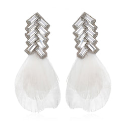 Bengal Chevron Feather Button Earrings - Suzanna Dai