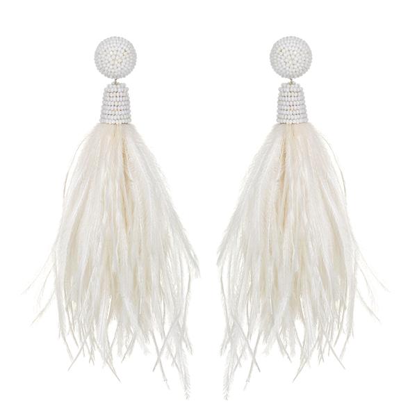 Feather Tassel Earrings - Suzanna Dai