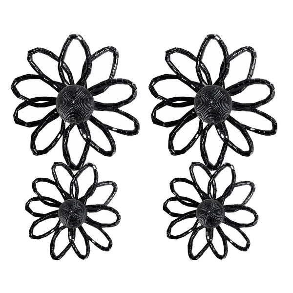 Beaded Flower Drop Earrings - In Stock