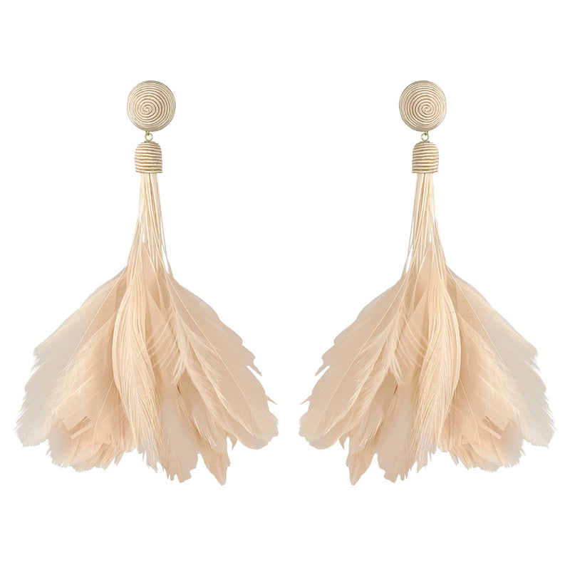 Paved Rhinestone Ostrich Feather Earrings – KOLUNTU