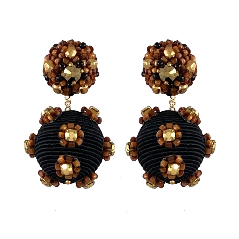 Huichol Beaded Earrings - Gold and Black - The Cura Co - The Cura Co.