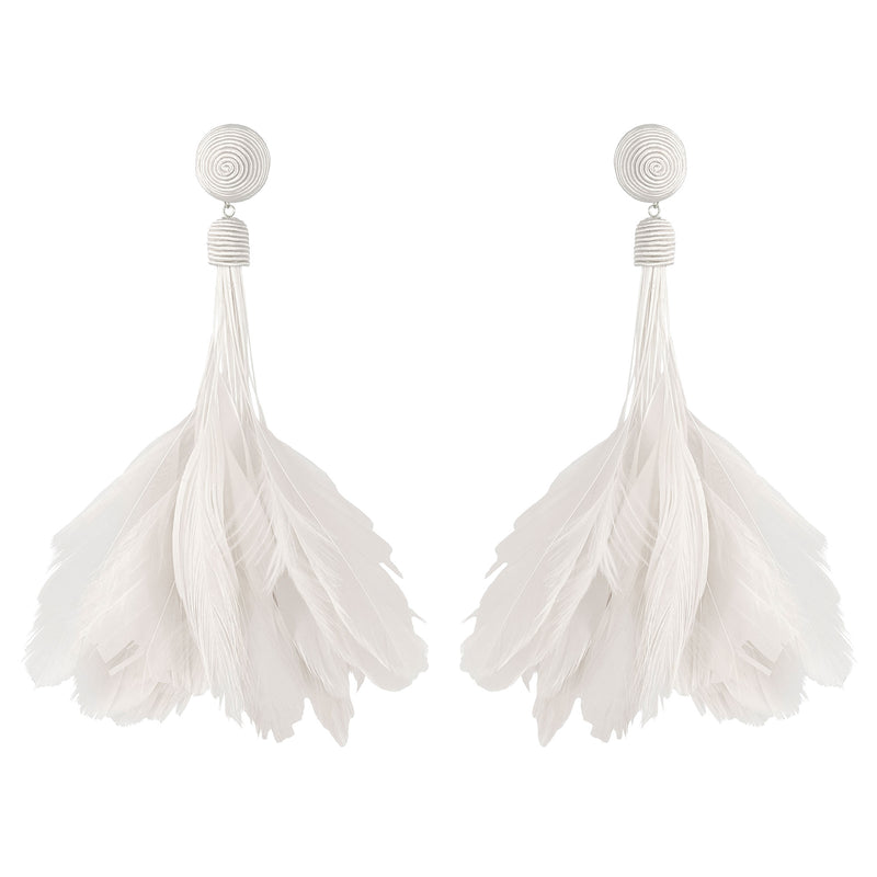 Hera Stripped Feather Earrings - In Stock