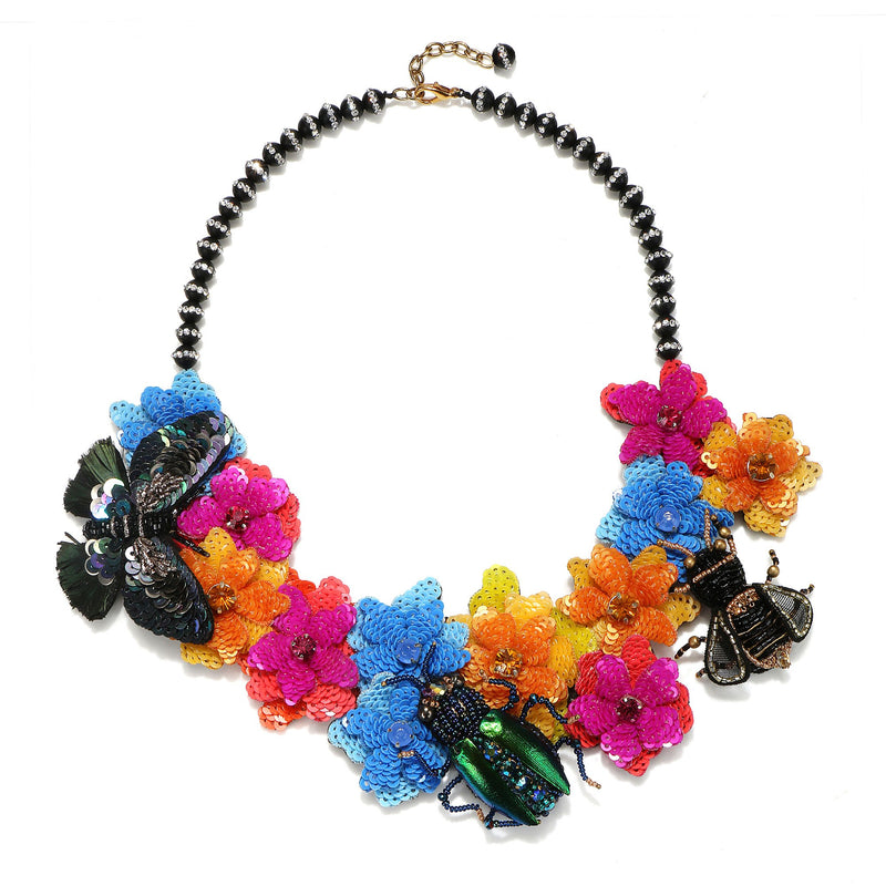Fabric Flower Accented Statement Necklace – Glamorous Girls Boutique