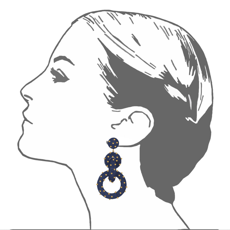 Beaded Silk Triple Tiered Hoop Earrings - Suzanna Dai