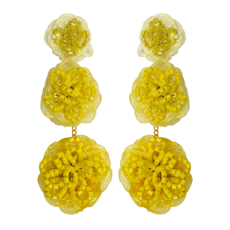 Yellow Flower Glass Bead Earrings – Aditi Trends