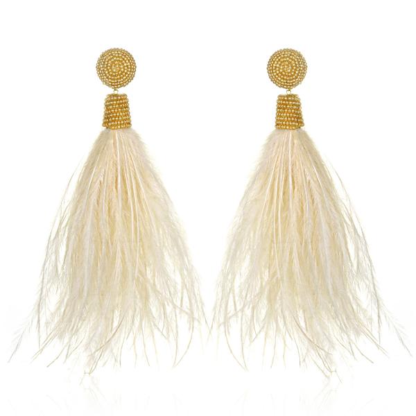 Feather Tassel Earrings - Suzanna Dai